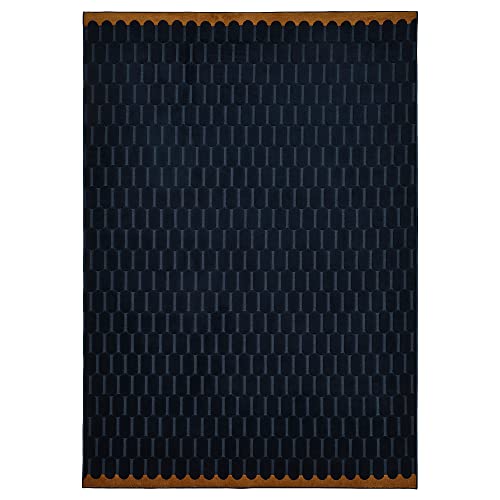 ProTuning NÖVLING Teppich Niederflor 128x195cm Dunkelblau/Gelbbraun von ProTuning