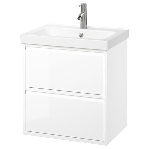ProTuning ORRSJÖN/ÄNGSJÖN Waschtisch/Waschtisch/Wasserhahn, Hochglanzweiß, 62x49x69cm von ProTuning