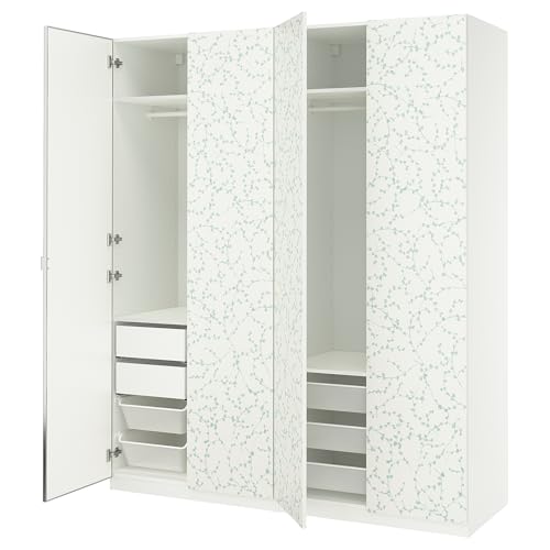 ProTuning PAX/LINNABERG/ÅHEIM Schrankkombination, weiß gemustert/Spiegelglas, 200 x 66 x 236 cm von ProTuning