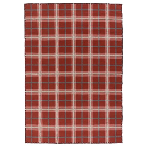 ProTuning PYSSLINGGRÄS Teppich Flachgewebe 170x240 cm Rot Karo / Handarbeit von ProTuning