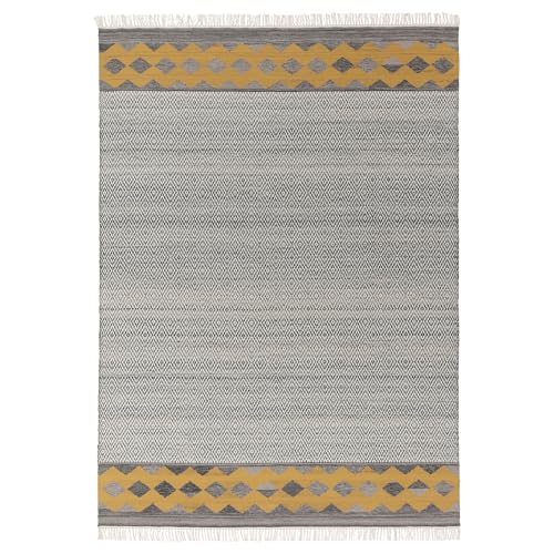 ProTuning RYSSGRÄS Teppich Flachgewebt 170x240 cm grau-gelb/handgefertigt von ProTuning