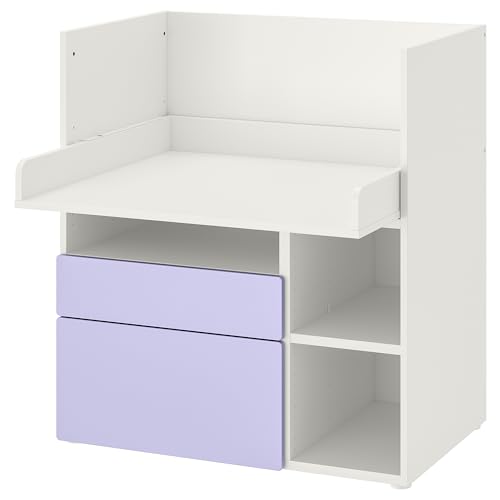 ProTuning SMÅSTAD Schreibtisch, weiß lila/mit 2 Schubladen, 90x79x100 cm von ProTuning