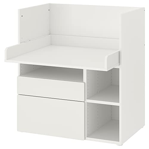 ProTuning SMÅSTAD Schreibtisch, weiß weiß/mit 2 Schubladen, 90x79x100cm von ProTuning