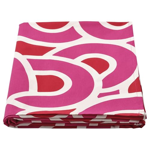 ProTuning SÖTRÖNN Tischdecke 145x240 cm gemustert weiß/leuchtend rot leuchtend pink von ProTuning
