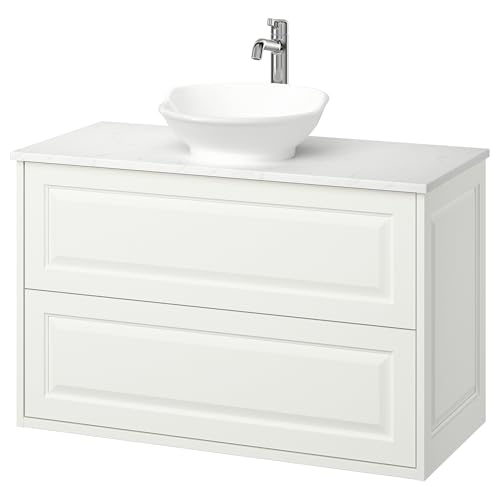 ProTuning TÄNNFORSEN/VÄSTERSJÖN Waschtisch/Waschtisch/Wasserhahn, weiß/weißer Marmoreffekt, 102x49x79cm von ProTuning