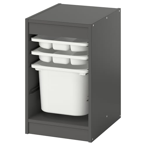 ProTuning TROFAST Aufbewahrungskombination mit Box/Tabletts, grau/weiß, 34 x 44 x 56 cm von ProTuning
