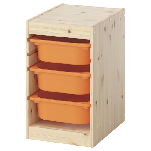 ProTuning TROFAST Aufbewahrungskombination mit Boxen, hellweiß gebeiztes Kiefernholz/Hellorange, 32x44x52 cm von ProTuning