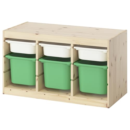 ProTuning TROFAST Aufbewahrungskombination mit Boxen, hellweiß gebeiztes Kiefernweiß/Hellgrün, 93 x 44 x 52 cm von ProTuning