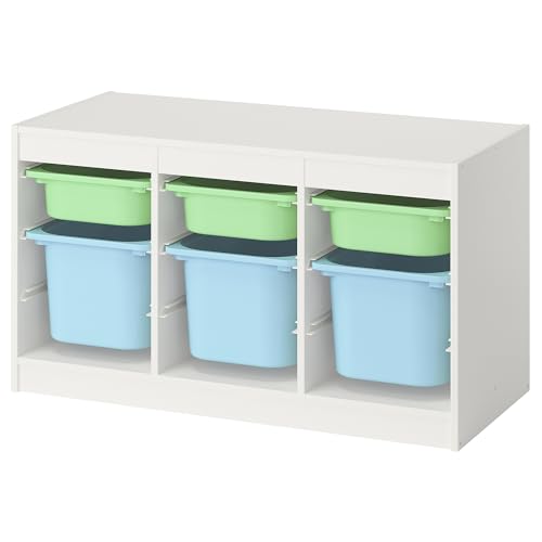 ProTuning TROFAST Aufbewahrungskombination mit Boxen, weiß hellgrün/hellblau, 99 x 44 x 56 cm von ProTuning