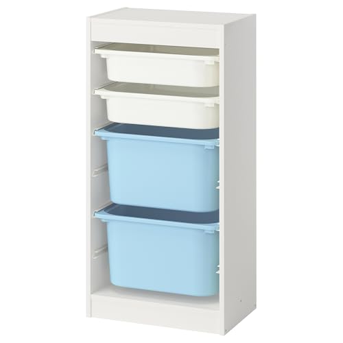 ProTuning TROFAST Aufbewahrungskombination mit Boxen, weiß weiß/hellblau, 46x30x94 cm von ProTuning