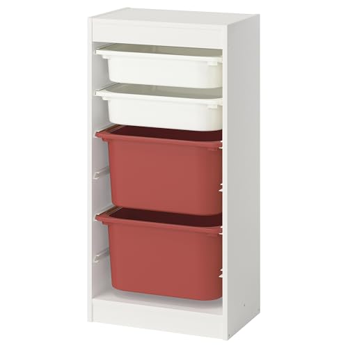 ProTuning TROFAST Aufbewahrungskombination mit Boxen, weiß weiß/rot, 46x30x94 cm von ProTuning
