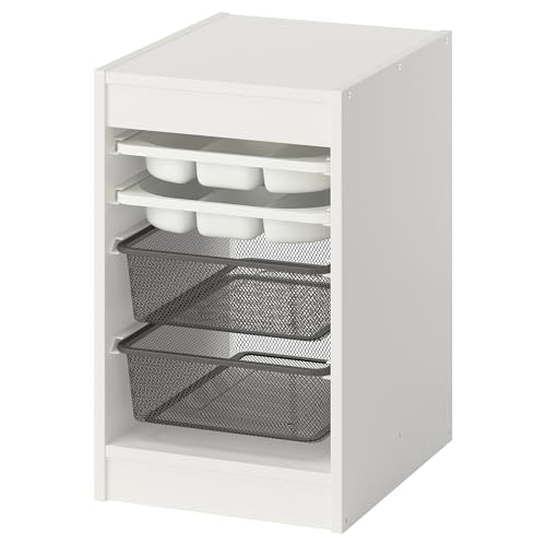 ProTuning TROFAST Aufbewahrungskombination mit Boxen/Tabletts, weißweiß/dunkelgrau, 34 x 44 x 56 cm von ProTuning