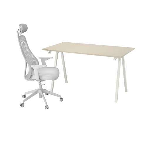 ProTuning TROTTEN/MATCHSPEL Schreibtisch und Stuhl, beige/weiß hellgrau von ProTuning