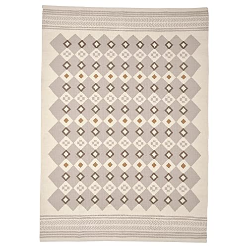 ProTuning VÄGNÄT Teppich Flachgewebt, 170x240 cm, Offwhite Grau/Handarbeit von ProTuning