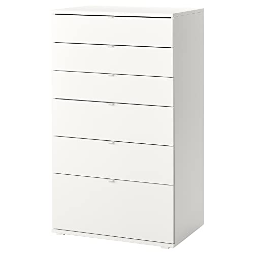 ProTuning VIHALS Kommode mit 6 Schubladen, 70 x 47 x 120 cm, weiß/Anker-/Entriegelungsfunktion von ProTuning