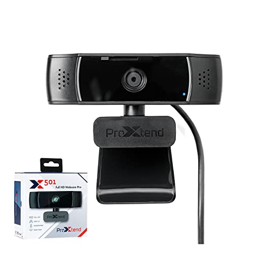 ProXtend Full-HD Webcam mit Mikrofon X501 I 2MP Auflösung 1920x1080px I Autofokus, 70° Sichtfeld & Belichtungskorrektur I Für Video-Konferenz, Zoom & Skype I Linse abdeckbar I Mac & Windows von ProXtend