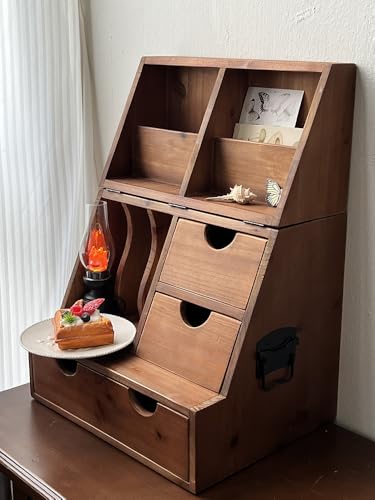 Proaustin Retro Desktop Vitrine Aufbewahrungsbox Holz Tisch Rack Proaustin Retro Desktop Vitrine Aufbewahrungsbox Holz Tisch Rack von Proaustin
