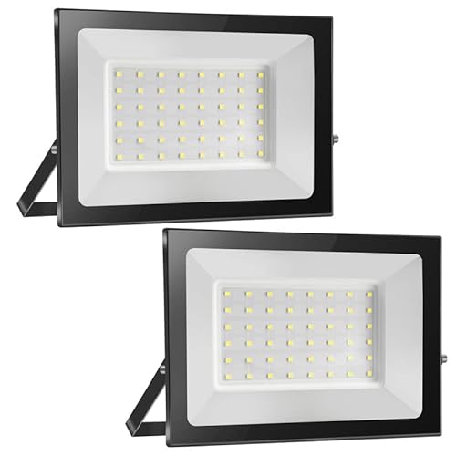 Probapro 2pcs 50W Strahler Außen, Außenstrahler LED Fluter 5000LM 3000K Warmweiß Scheinwerfer Flutlicht IP65 Wasserdicht, Aussenstrahler für Hinterhof, Garten, Werkstatt von Probapro