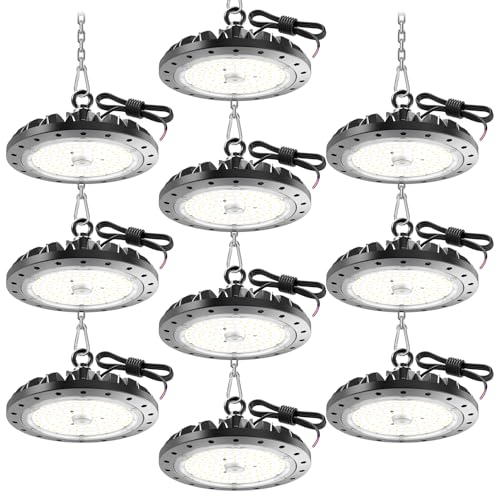 Probapro 300W LED UFO Industriebeleuchtung - 30000LM LED Hallenstrahler, IP65 Wasserdicht Werkstattlampe, 6000K Kaltweiß Hallenbeleuchtung LED für Baustelle, Lager, Fabrik (10 Stück) von Probapro