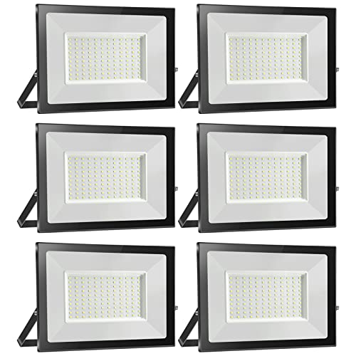 Probapro 6pcs 100W Strahler Außen,Außenstrahler LED Fluter 10000LM 3000K Warmweiß Scheinwerfer Flutlicht IP65 Wasserdicht, Aussenstrahler für Hinterhof, Garten, Werkstatt von Probapro