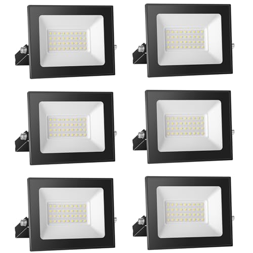 Probapro 6pcs 30W Strahler Außen,Außenstrahler LED Fluter 3000LM 3000K Warmweiß Scheinwerfer Flutlicht IP65 Wasserdicht, Aussenstrahler für Hinterhof, Garten, Werkstatt von Probapro