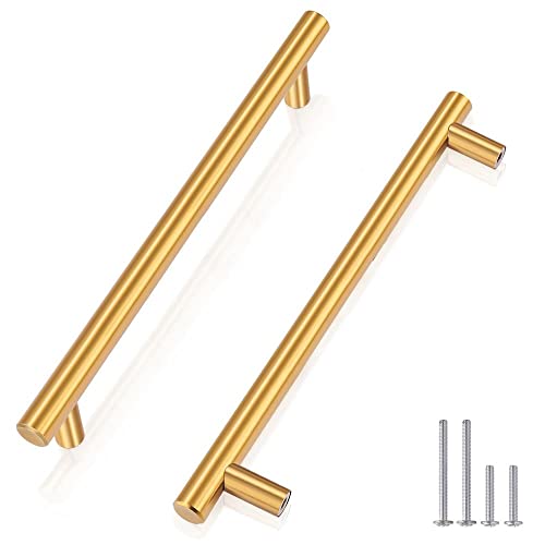 Probrico Möbelgriffe für Küche, Gold Küchenschrank Griff, polierte Gold Schrank Griffe, Kommode Schublade Griffe, Bohrlochabstand:128mm (5 Inch),10 Stück von Probrico