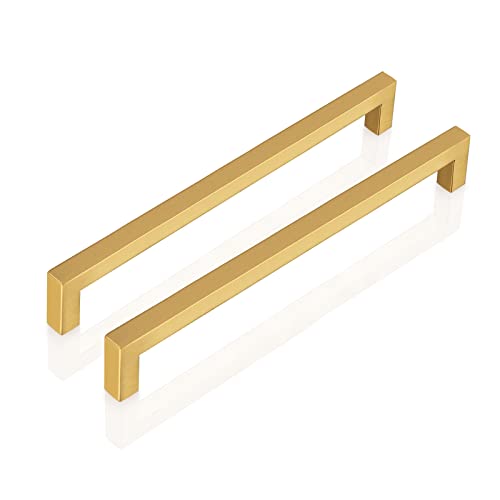 Probrico Gold Möbel Griffe für Küchenschrank, Edelstahl Schrank Griffe 160mm Lochabstand, Gold Schublade Griffe für Badezimmer, Messing Schrank Griffe, 5 Stücke von Probrico