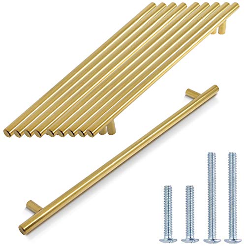 Probrico Türgriffe aus Edelstahl, 256 mm, für Küchenschrank, T-Stange, Möbel, Schubladen, Schrankknäufe, goldfarben, 10 Stück von Probrico