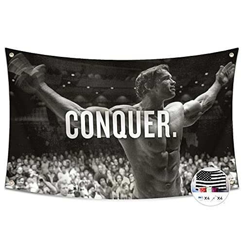 EroberungsFlagge für Arnold Schwarzenegger 90 x 150 cm Banner Gym Motivation Lustiges FitnessPoster Langlebiger cooler Wandteppich Man Cave Wanddekoration mit Messingösen für College Schlafsaal von Probsin