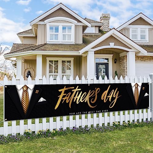 Große VatertagsDekorationen Banner Outdoor Happy Fathers Day Flagge, 30,5 x 50,8 cm, Yard Sign Black Suit You Are The Best Dad Ever Geschenke Home Decor Party Supplies Lustige Hängende Banner Urlaub von Probsin