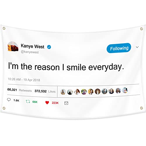 Probsin Lustige Flagge mit Aufschrift "I'm the Reason I Smile Everyday", 90x150 cm, lustiges Poster zum Aufhängen für Collegezimmer, Willkommensfoto-Hintergrund mit Messingösen von Probsin