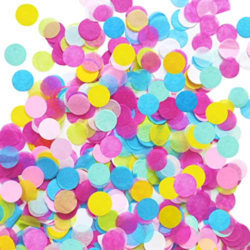 Probuk 60g Konfetti Hochzeit 2.5cm Blau&Rosa&Weiß&Hellrosa&Hellgrün&Gelb 6 Runder Seidenpapier Papier Konfetti Punkte für Luftballons Korationen,Geburtstag, Hochzeit,Partydeko von Probuk