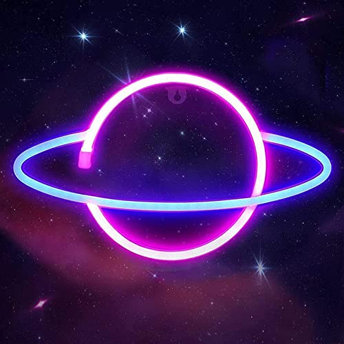 Planet Neon Sign Probuk Acryl Neon Light Neon Schild, Batterie oder USB Powered Planet Nachtlampe Neon Bar Schild Leuchten Buchstaben Wandleuchten, Gaming Deko LED Deko Neon Schilder von Probuk