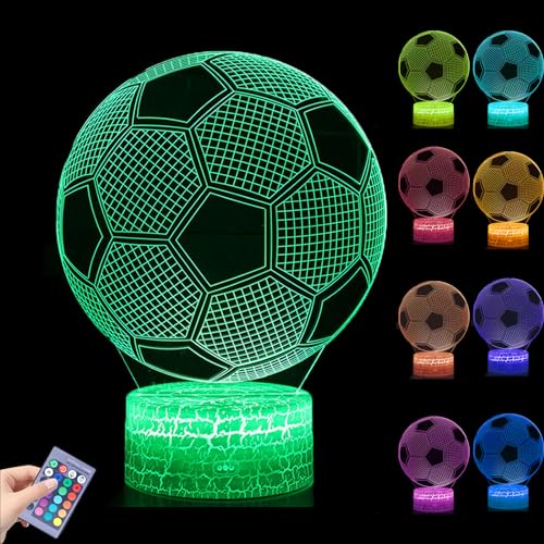 3D Fussball Lampe, Fussball Geschenke für Jungen Kinder, 3D Optische TäUschung Lampe mit Fernbedienung 16 Farbwechsel & Touch 7 Farbwechsel, Kinder FußBall 3D Nachtlicht,Geschenk für Sport FußBallfans von Probuk