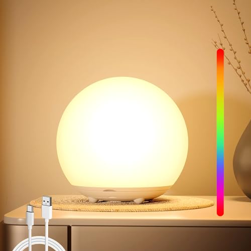 Probuk Nachtlicht Kinder - USB Aufladbares Nachtlicht Baby mit Timer, RGB Farbwechsel, Dimmbare Touch Nachttischlampe für Kinderzimmer, Babyzimmer, Camping, Tragbare LED Lampe von Probuk