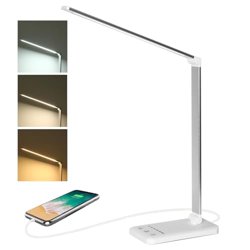 Probuk Schreibtischlampe LED Dimmbar,Augenschutz Nachttischlampe mit USB-Aufladung,Bürolampe Tischlampe mit 5 Farben und 6 Helligkeitsstufen,für Kinder,Schlafzimmer,Büros Probuk Schreibtischlampe LED Dimmbar,Augenschutz Nachttischlampe mit USB-Aufladung,Bürolampe Tischlampe mit 5 Farben und 6 Helligkeitsstufen,für Kinder,Schlafzimmer,Büros von Probuk