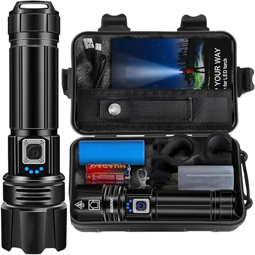 Probuk LED Taschenlampe 3000 Lumen, Super Hell & USB Wiederaufladbar, 5 Lichtmodi, IPX4 Wasserdicht, Handlampe für Camping, Outdoor, Notfälle, Wandern, Angeln von Probuk