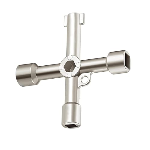 Probuk VierkantschlüSsel,SchaltschrankschlüSsel,MultifunktionsschlüSsel,KreuzschlüSsel,Multifunktionale Cross Key in Silber, Ideal für Vielseitige Anwendungen von Probuk