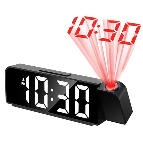 Projektionswecker für Schlafzimmer,Projektion Digitaler Wecker, Digitaler Wecker mit Projektion 180 °,Projektion Uhr mit Temperatur,Projektionsuhr mit LED Bildschirm von Probuk