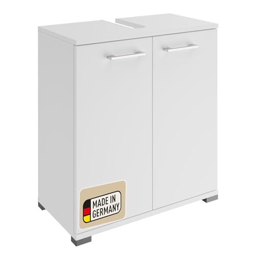 Probus Basic Badunterschrank 60 cm – Moderner Waschbeckenunterschrank in weißem Design mit viel Stauraum – Made in Germany, Weiß von Probus