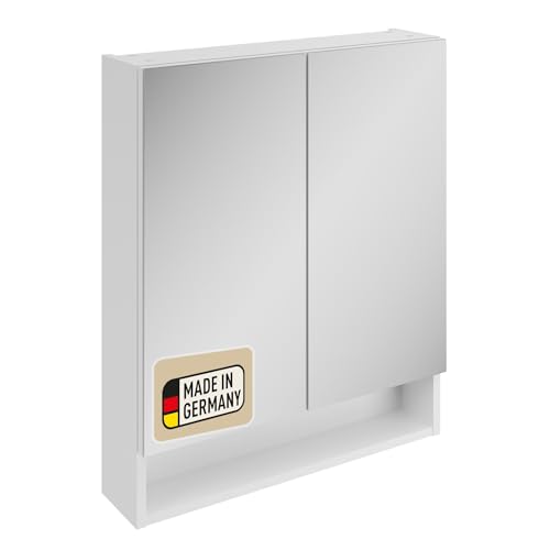 Probus Basic Spiegelschrank 60 cm – Moderner Spiegelschrank in Weiß mit offenem Fach und viel Stauraum – Made in Germany von Probus