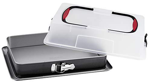 Probus 9307 Rechteck-Springform mit Tragehaube – Antihaft & Auslaufschutz, Backen & Transportieren leicht gemacht, 43x29,5cm, Schwarz von Probus