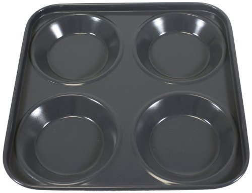 Prochef Teflon-Antihaftbeschichtete Puddingform – Länge x Breite 24 cm – hohe Silikonbeschichtung für Yorkshire Puddings – Silber, Silikon, Schwarz, 24 x 24 x 2cm von Prochef