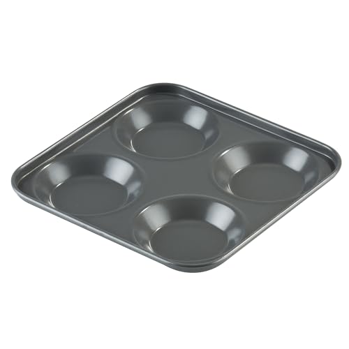 Prochef Teflon-Antihaftbeschichtete Puddingform – Länge x Breite 24 cm – hohe Silikonbeschichtung für Yorkshire Puddings – Silber, Silikon, Schwarz, 24 x 24 x 2cm von Prochef