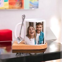 Individuelle Fototasse Mit Holzuntersetzer Und Löffel-Set, Personalisierte Kaffeetasse Bild, Perfektes Fotogeschenk Für Kaffeeliebhaber, 11 Unzen von Procitygift
