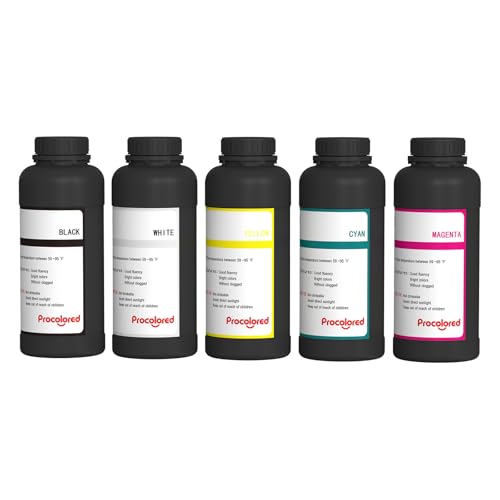 Procolored 500 ml x 5 UV-DTF-Tinten-Nachfüllpackung (CMYKW) für VF13Pro UV-DTF-Drucker von Procolored