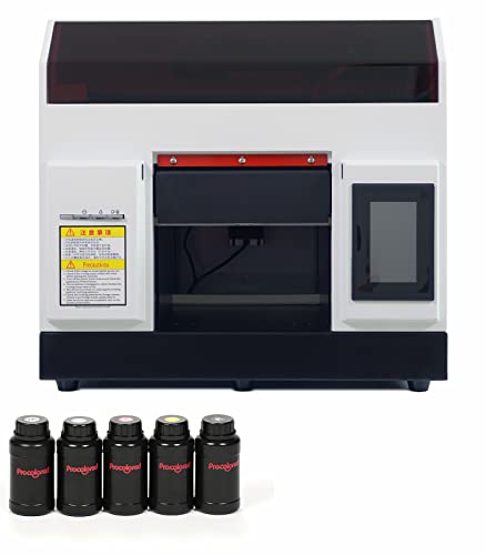 UV-Flachbett-Drucker, A4, DIY-Flachbett/zylindrischer LED-Drucker, automatischer Drucker mit Touchscreen für Leder, ID-Karte, Handyhülle, Glas, Metall-Oberflächendruck (mit Drehform) von Procoloredfun