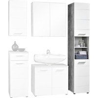 Badhochschrank Stockholm Beton Optik weiß Hochglanz B/H/T: ca. 35x191x35 cm von XXXL
