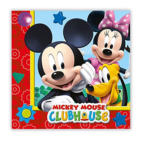 Procos 81510 - Papier-Servietten Playful Mickey, FSC® Mix, 20 Stück, Größe 33 x 33 cm, 2-lagige Motiv-Servietten, Mundtuch, Party-Geschirr, Geburtstag, Mottoparty von Procos