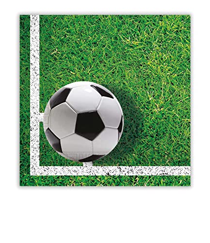 Procos 86869 - Servietten Fußball, 20 Stück, Größe 33 x 33 cm, Mundtuch, Kindergeburtstag, Partygeschirr, Tischdekoration von Procos